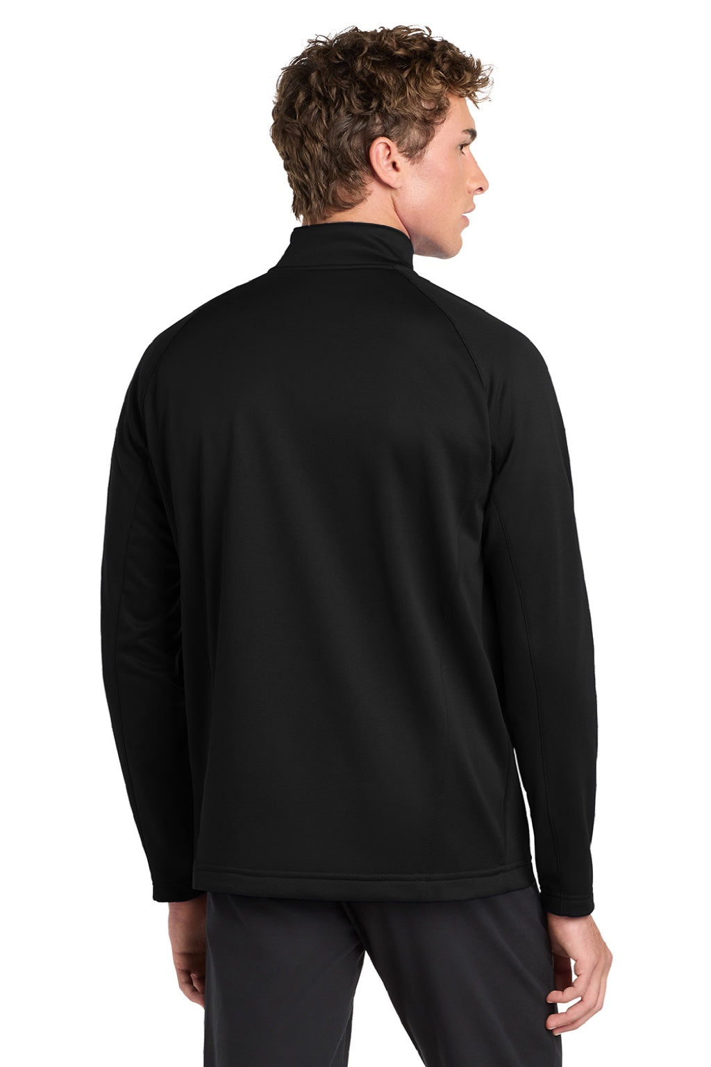 Sport-Tek F243 Mens Sport-Wick Moisture Wicking Fleece 1/4 Zip Sweatshirt Black/Silver Grey Model Back