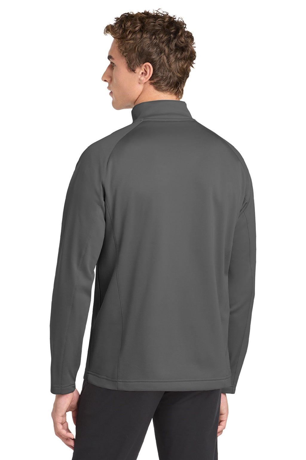 Sport-Tek F243 Mens Sport-Wick Moisture Wicking Fleece 1/4 Zip Sweatshirt Dark Smoke Grey/Black Model Back