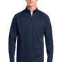 Sport-Tek Mens Sport-Wick Moisture Wicking Fleece 1/4 Zip Sweatshirt - Navy Blue/Silver Grey