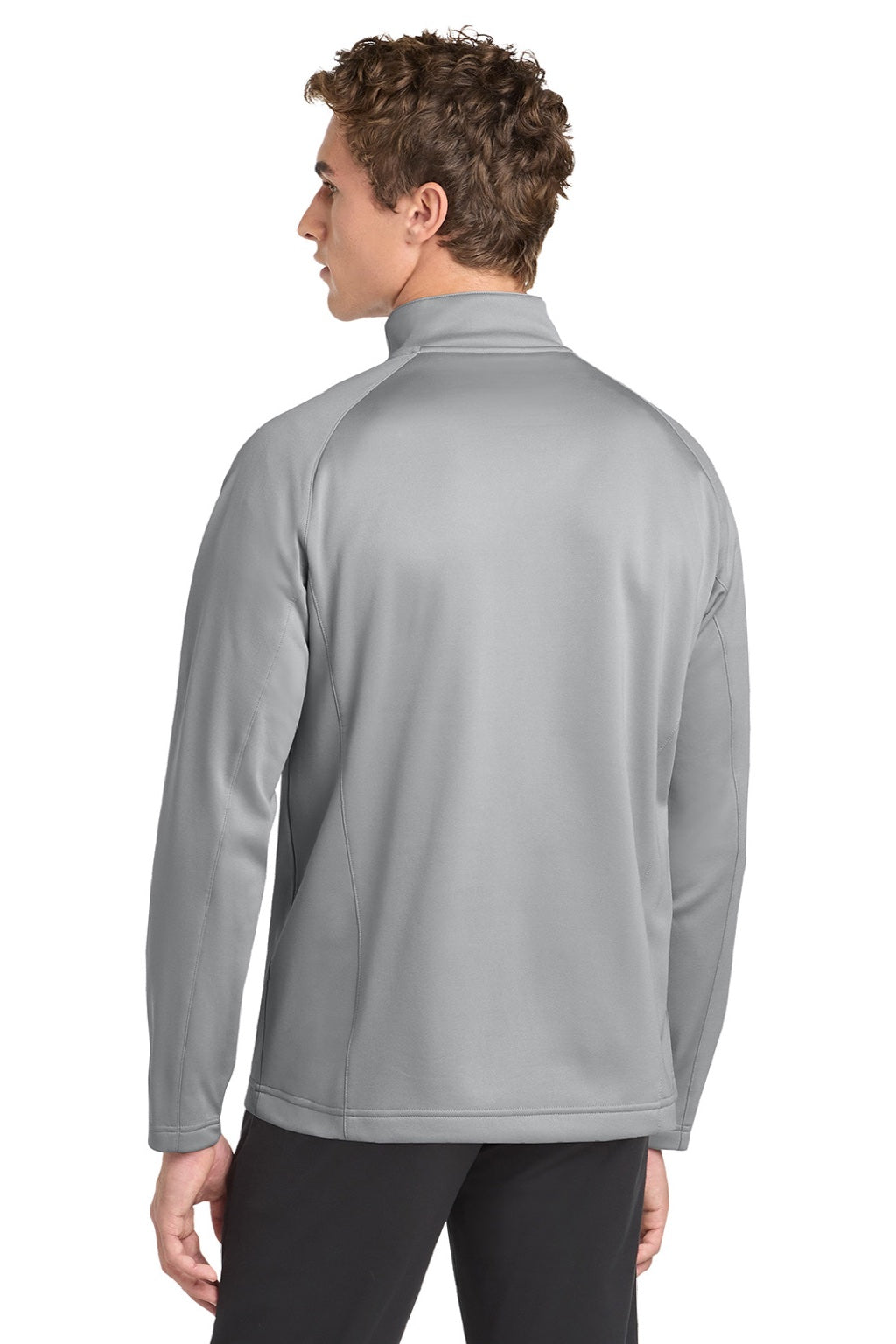 Sport-Tek F243 Mens Sport-Wick Moisture Wicking Fleece 1/4 Zip Sweatshirt Silver Grey/Black Model Back