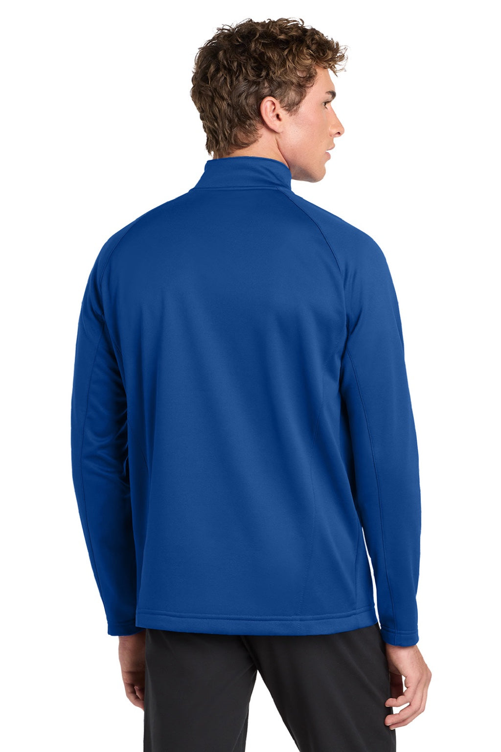 Sport-Tek F243 Mens Sport-Wick Moisture Wicking Fleece 1/4 Zip Sweatshirt True Royal Blue/Silver Grey Model Back