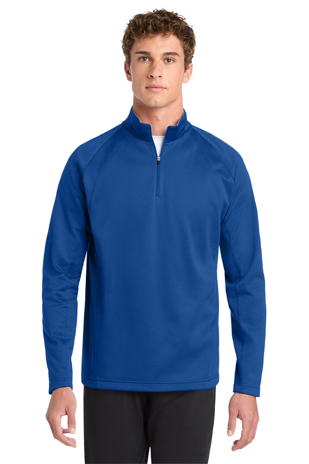 Sport-Tek F243 Mens Sport-Wick Moisture Wicking Fleece 1/4 Zip Sweatshirt True Royal Blue/Silver Grey Model Front
