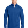 Sport-Tek Mens Sport-Wick Moisture Wicking Fleece 1/4 Zip Sweatshirt - True Royal Blue/Silver Grey