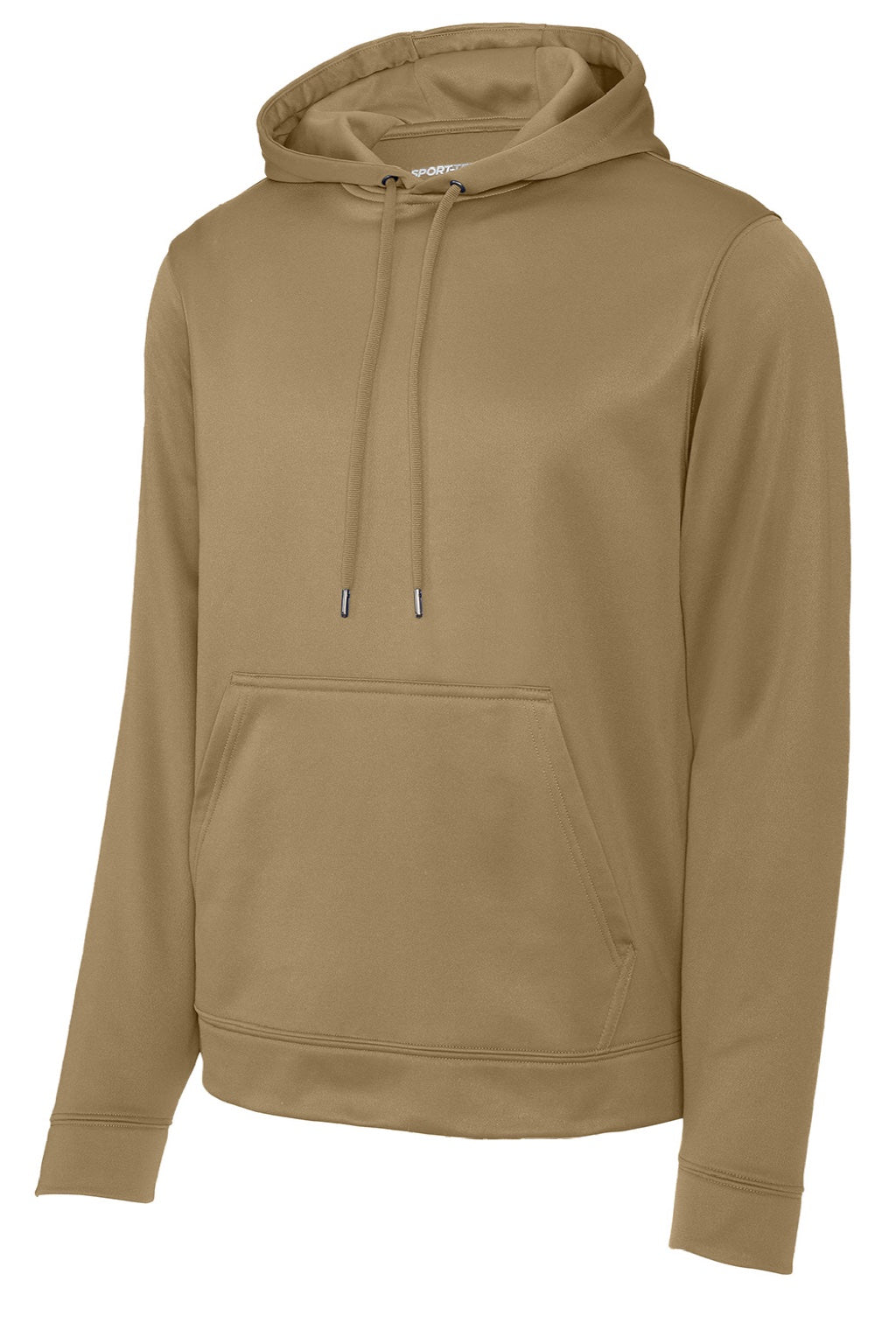 Sport-Tek F244 Mens Sport-Wick Moisture Wicking Fleece Hooded Sweatshirt Hoodie w/ Pouch Pocket Coyote Brown Flat Front