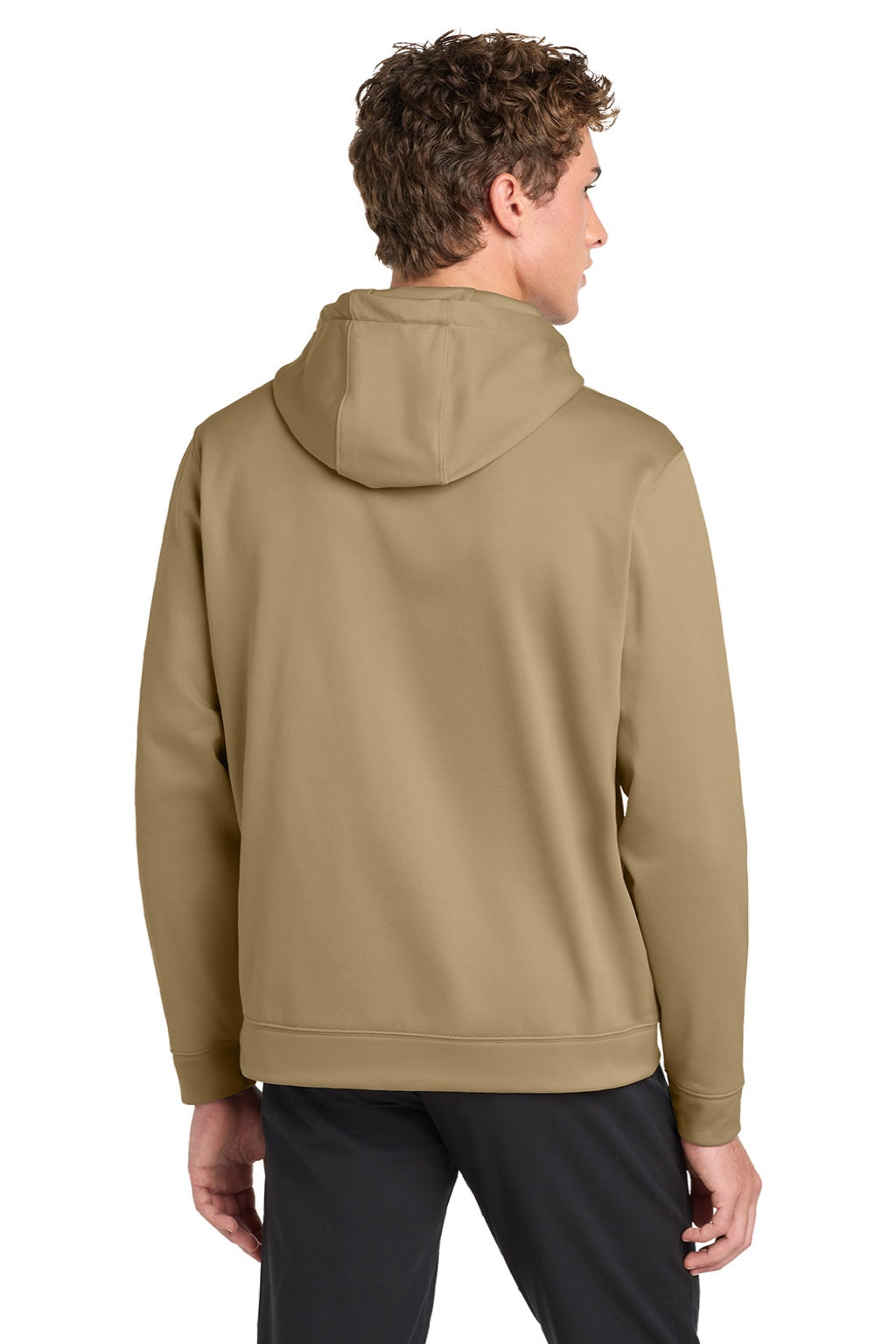 Sport-Tek F244 Mens Sport-Wick Moisture Wicking Fleece Hooded Sweatshirt Hoodie w/ Pouch Pocket Coyote Brown Model Back