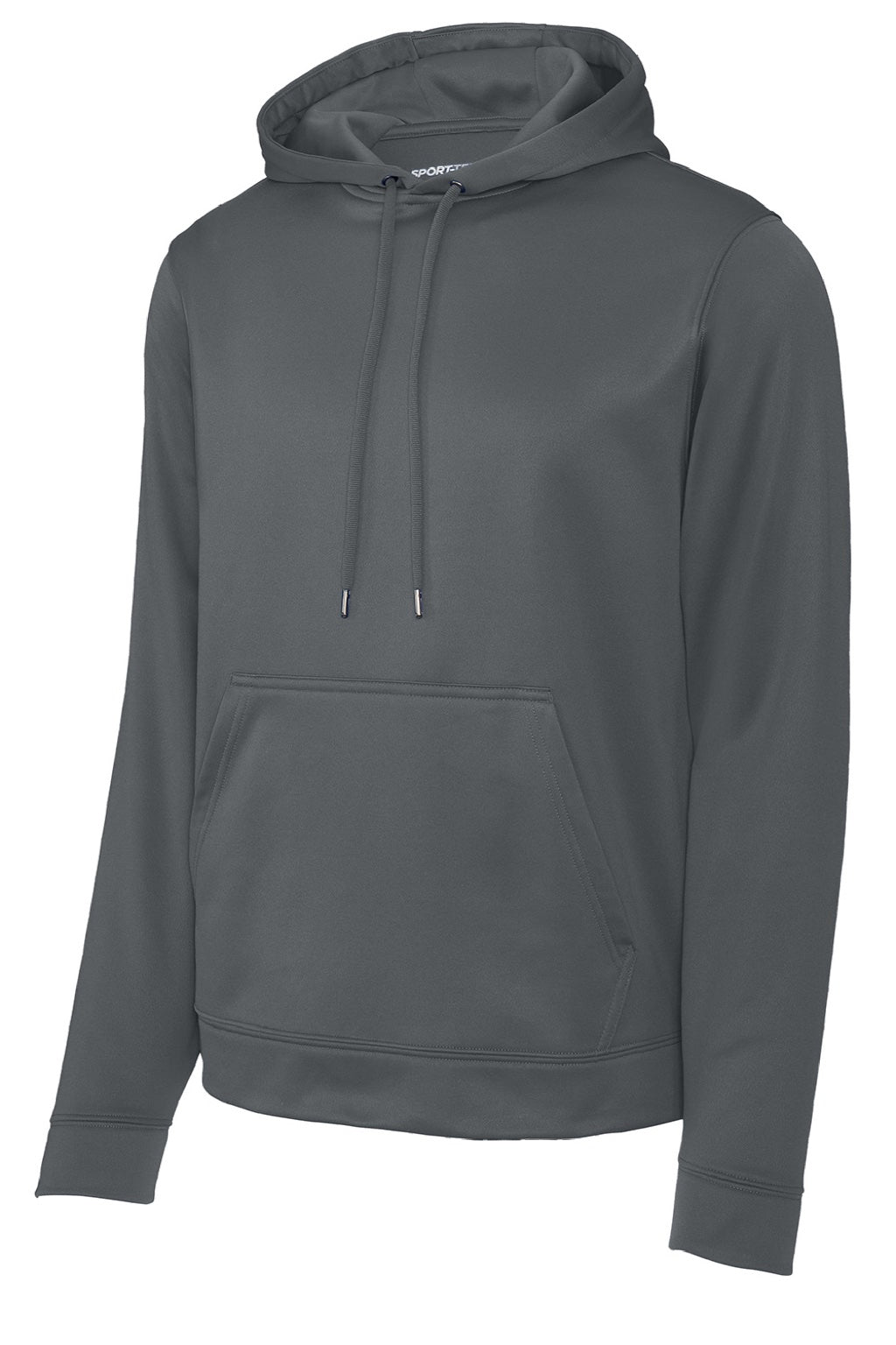 Sport-Tek F244 Mens Sport-Wick Moisture Wicking Fleece Hooded Sweatshirt Hoodie w/ Pouch Pocket Dark Smoke Grey Flat Front