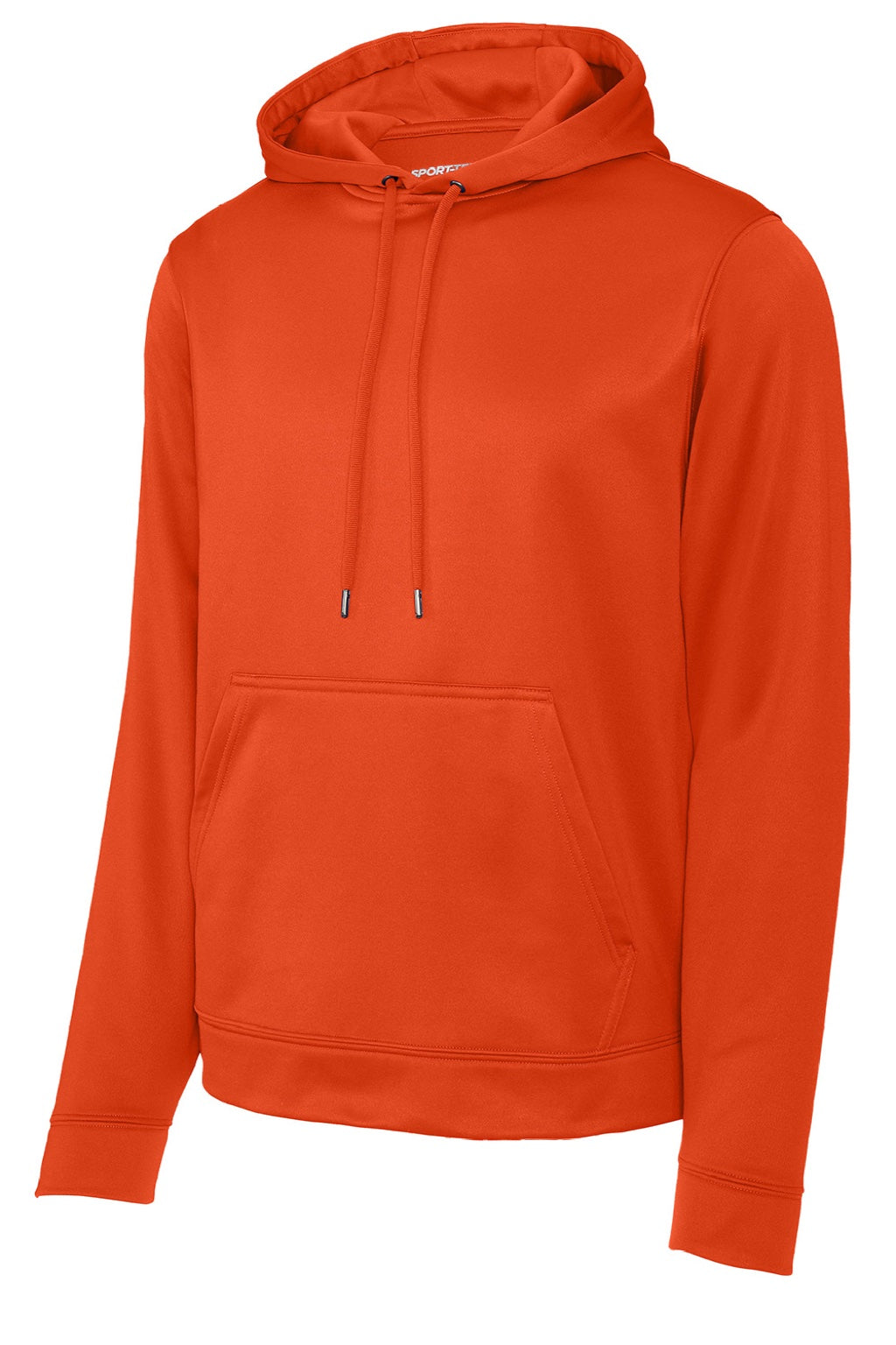 Sport-Tek F244 Mens Sport-Wick Moisture Wicking Fleece Hooded Sweatshirt Hoodie w/ Pouch Pocket Deep Orange Flat Front