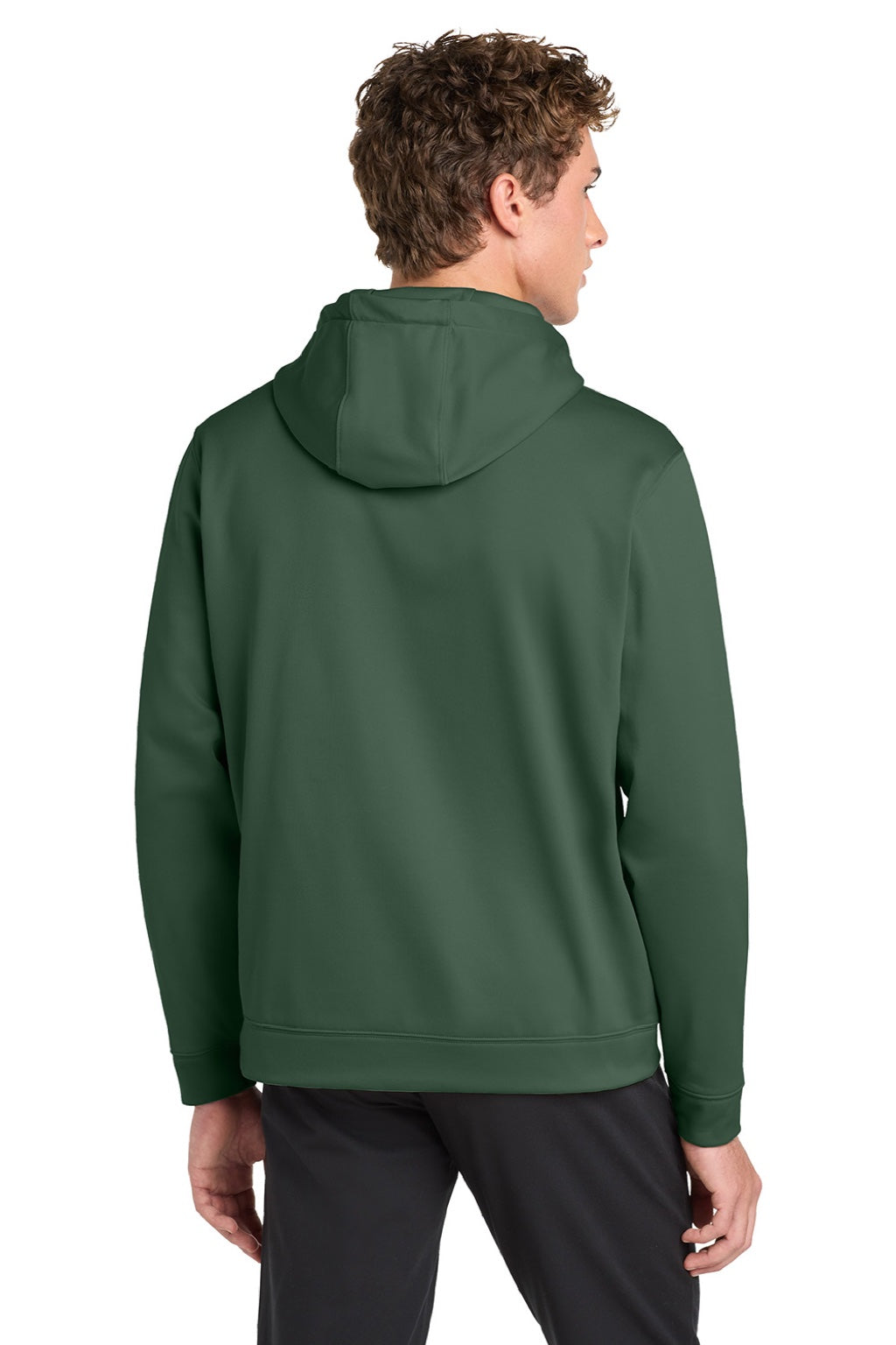 Sport-Tek F244 Mens Sport-Wick Moisture Wicking Fleece Hooded Sweatshirt Hoodie w/ Pouch Pocket Forest Green Model Back