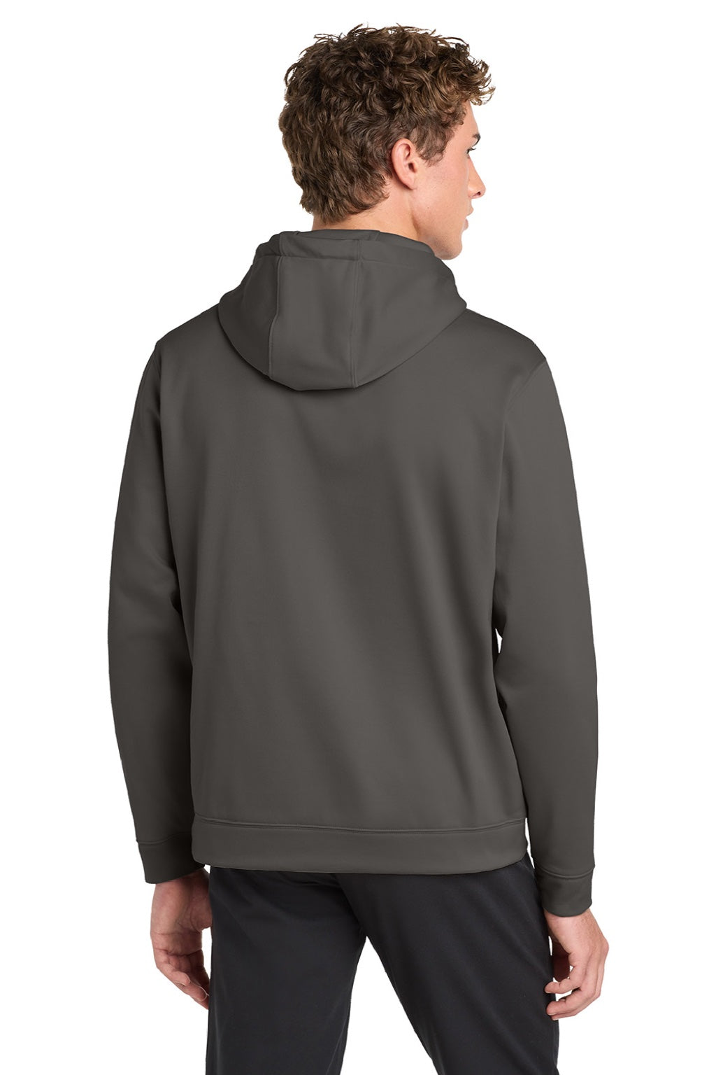 Sport-Tek F244 Mens Sport-Wick Moisture Wicking Fleece Hooded Sweatshirt Hoodie w/ Pouch Pocket Iron Grey Model Back