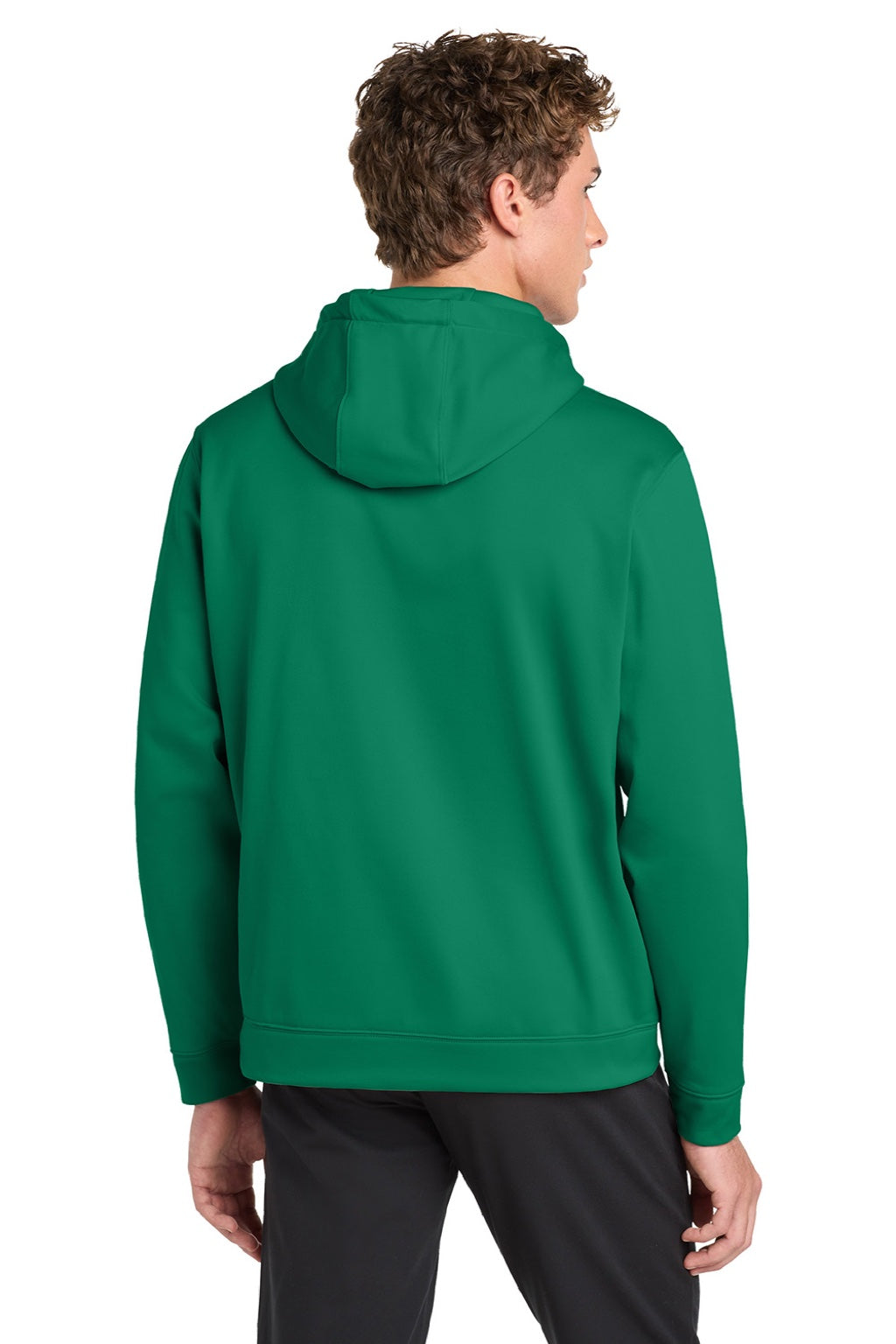 Sport-Tek F244 Mens Sport-Wick Moisture Wicking Fleece Hooded Sweatshirt Hoodie w/ Pouch Pocket Kelly Green Model Back