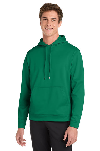 Sport-Tek F244 Mens Sport-Wick Moisture Wicking Fleece Hooded Sweatshirt Hoodie w/ Pouch Pocket Kelly Green Model Front