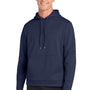 Sport-Tek Mens Sport-Wick Moisture Wicking Fleece Hooded Sweatshirt Hoodie w/ Pouch Pocket - Navy Blue