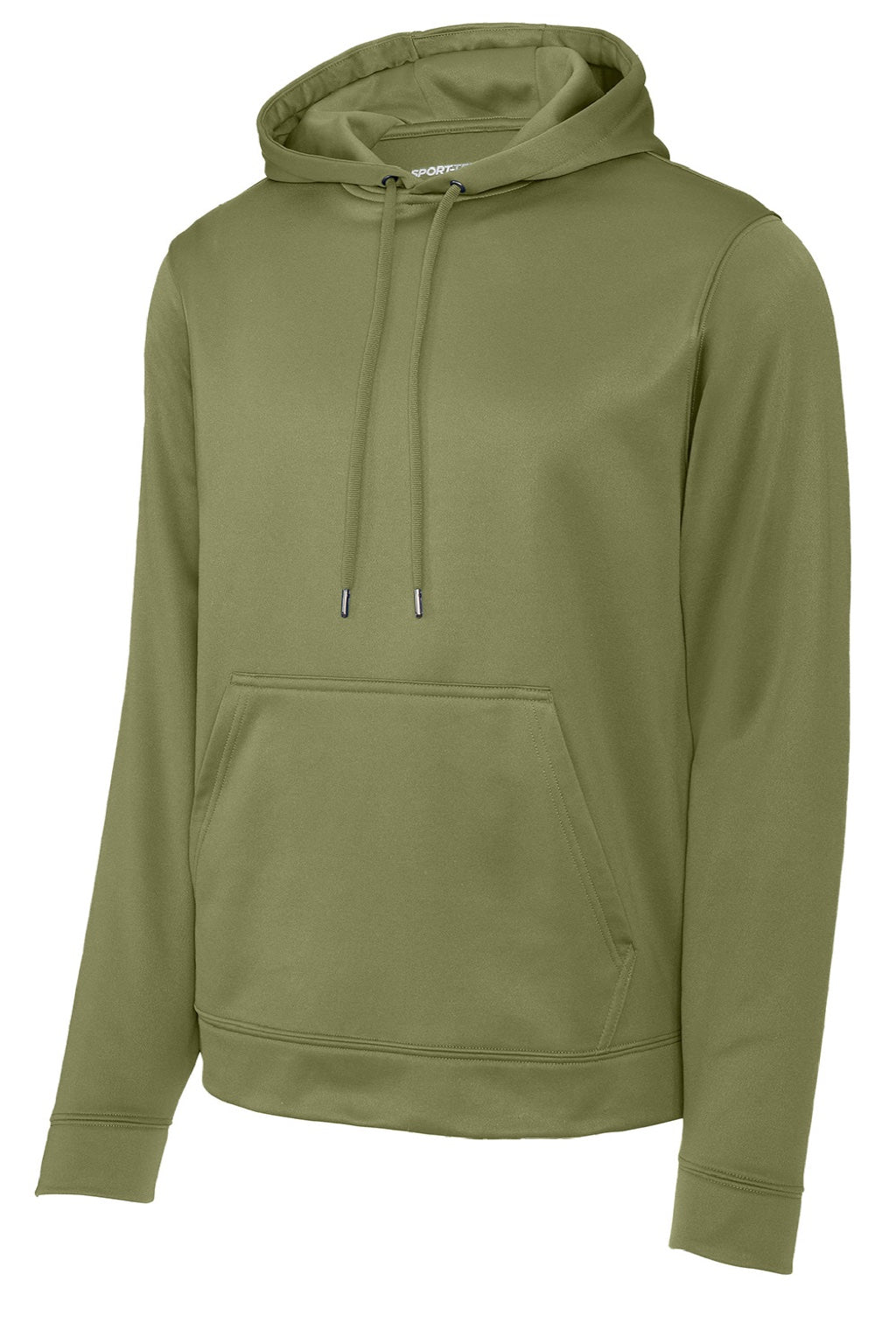 Sport-Tek F244 Mens Sport-Wick Moisture Wicking Fleece Hooded Sweatshirt Hoodie w/ Pouch Pocket Olive Drab Green Flat Front