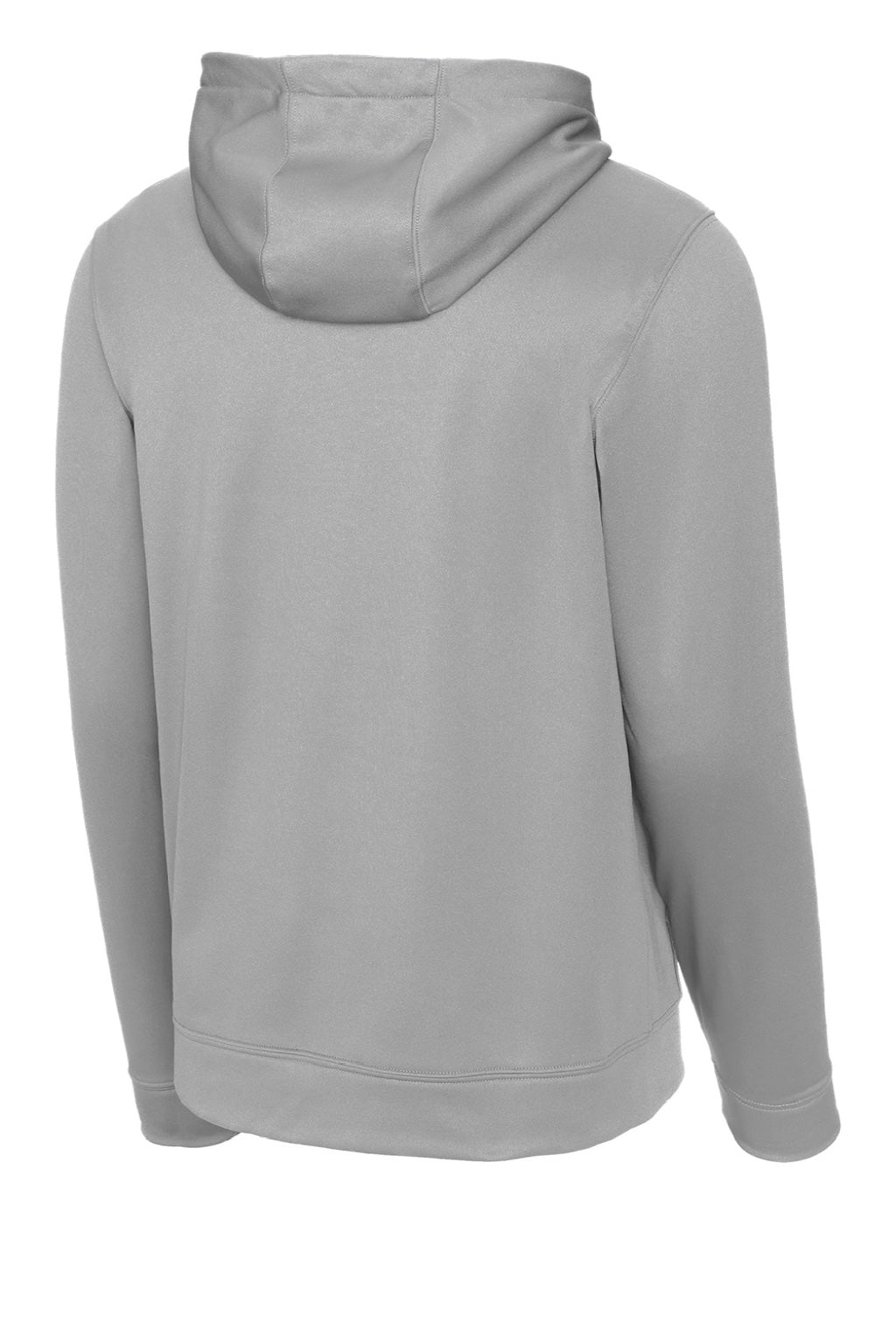Sport-Tek F244 Mens Sport-Wick Moisture Wicking Fleece Hooded Sweatshirt Hoodie w/ Pouch Pocket Silver Grey Flat Back