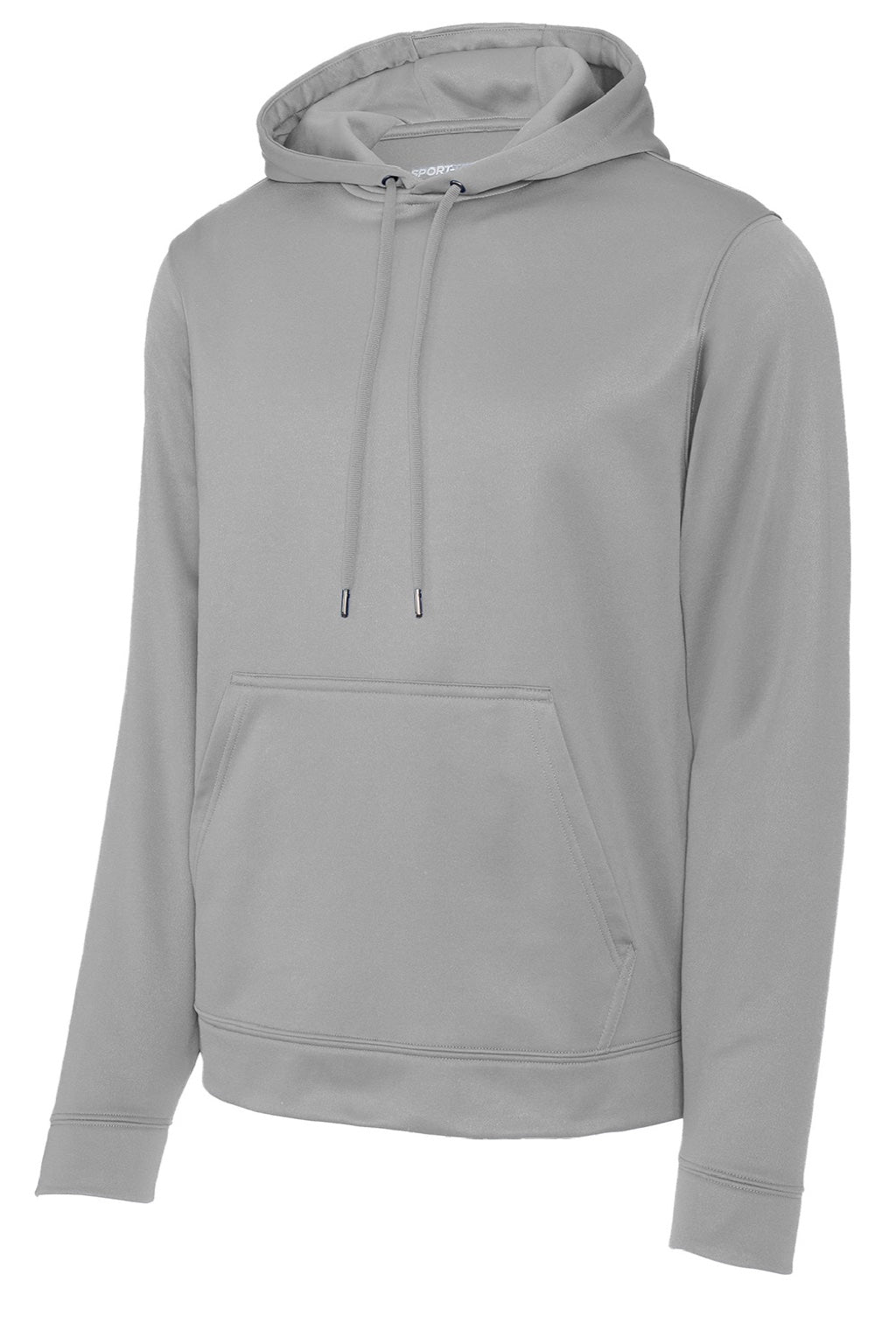 Sport-Tek F244 Mens Sport-Wick Moisture Wicking Fleece Hooded Sweatshirt Hoodie w/ Pouch Pocket Silver Grey Flat Front