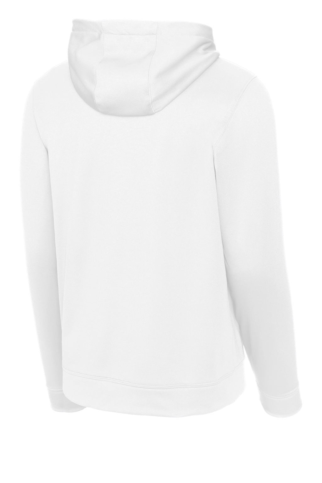 Sport-Tek F244 Mens Sport-Wick Moisture Wicking Fleece Hooded Sweatshirt Hoodie w/ Pouch Pocket White Flat Back