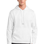 Sport-Tek Mens Sport-Wick Moisture Wicking Fleece Hooded Sweatshirt Hoodie w/ Pouch Pocket - White