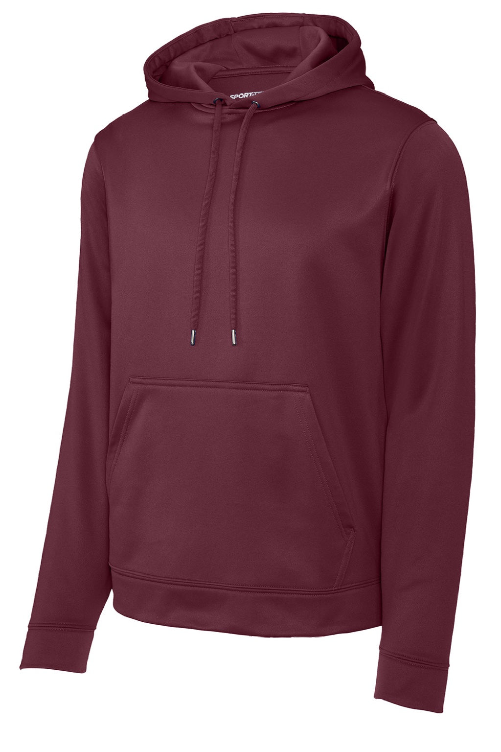 Sport-Tek F244 Mens Sport-Wick Moisture Wicking Fleece Hooded Sweatshirt Hoodie w/ Pouch Pocket Maroon Flat Front