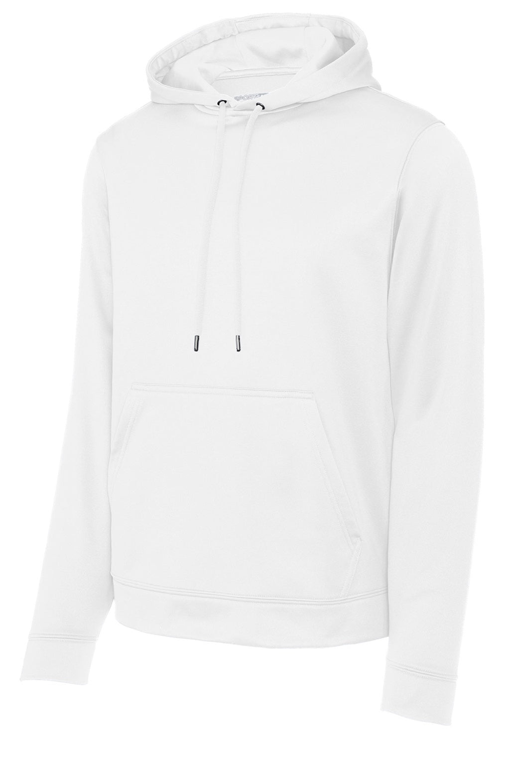 Sport-Tek F244 Mens Sport-Wick Moisture Wicking Fleece Hooded Sweatshirt Hoodie w/ Pouch Pocket White Flat Front