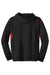 Sport-Tek F246 Mens Tech Moisture Wicking Fleece Hooded Sweatshirt Hoodie w/ Pouch Pocket Black/True Red Flat Back