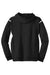 Sport-Tek F246 Mens Tech Moisture Wicking Fleece Hooded Sweatshirt Hoodie w/ Pouch Pocket Black/White Flat Back