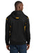 Sport-Tek F246 Mens Tech Moisture Wicking Fleece Hooded Sweatshirt Hoodie w/ Pouch Pocket Black/Gold Model Back