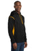 Sport-Tek F246 Mens Tech Moisture Wicking Fleece Hooded Sweatshirt Hoodie w/ Pouch Pocket Black/Gold Model Side