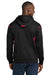 Sport-Tek F246 Mens Tech Moisture Wicking Fleece Hooded Sweatshirt Hoodie w/ Pouch Pocket Black/True Red Model Back