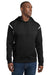 Sport-Tek F246 Mens Tech Moisture Wicking Fleece Hooded Sweatshirt Hoodie w/ Pouch Pocket Black/White Model Front