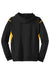 Sport-Tek F246 Mens Tech Moisture Wicking Fleece Hooded Sweatshirt Hoodie w/ Pouch Pocket Black/Gold Flat Back