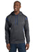 Sport-Tek F246 Mens Tech Moisture Wicking Fleece Hooded Sweatshirt Hoodie w/ Pouch Pocket Heather Graphite Grey/True Royal Blue Model Front