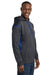 Sport-Tek F246 Mens Tech Moisture Wicking Fleece Hooded Sweatshirt Hoodie w/ Pouch Pocket Heather Graphite Grey/True Royal Blue Model Side