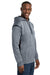 Sport-Tek F246 Mens Tech Moisture Wicking Fleece Hooded Sweatshirt Hoodie w/ Pouch Pocket Heather Grey/Black Model Side