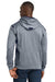 Sport-Tek F246 Mens Tech Moisture Wicking Fleece Hooded Sweatshirt Hoodie w/ Pouch Pocket Heather Grey/True Navy Blue Model Back