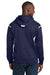 Sport-Tek F246 Mens Tech Moisture Wicking Fleece Hooded Sweatshirt Hoodie w/ Pouch Pocket True Navy Blue/White Model Back