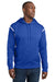 Sport-Tek F246 Mens Tech Moisture Wicking Fleece Hooded Sweatshirt Hoodie w/ Pouch Pocket True Royal Blue/White Model Front