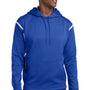 Sport-Tek Mens Tech Moisture Wicking Fleece Hooded Sweatshirt Hoodie w/ Pouch Pocket - True Royal Blue/White