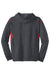 Sport-Tek F246 Mens Tech Moisture Wicking Fleece Hooded Sweatshirt Hoodie w/ Pouch Pocket Heather Graphite Grey/True Red Flat Back
