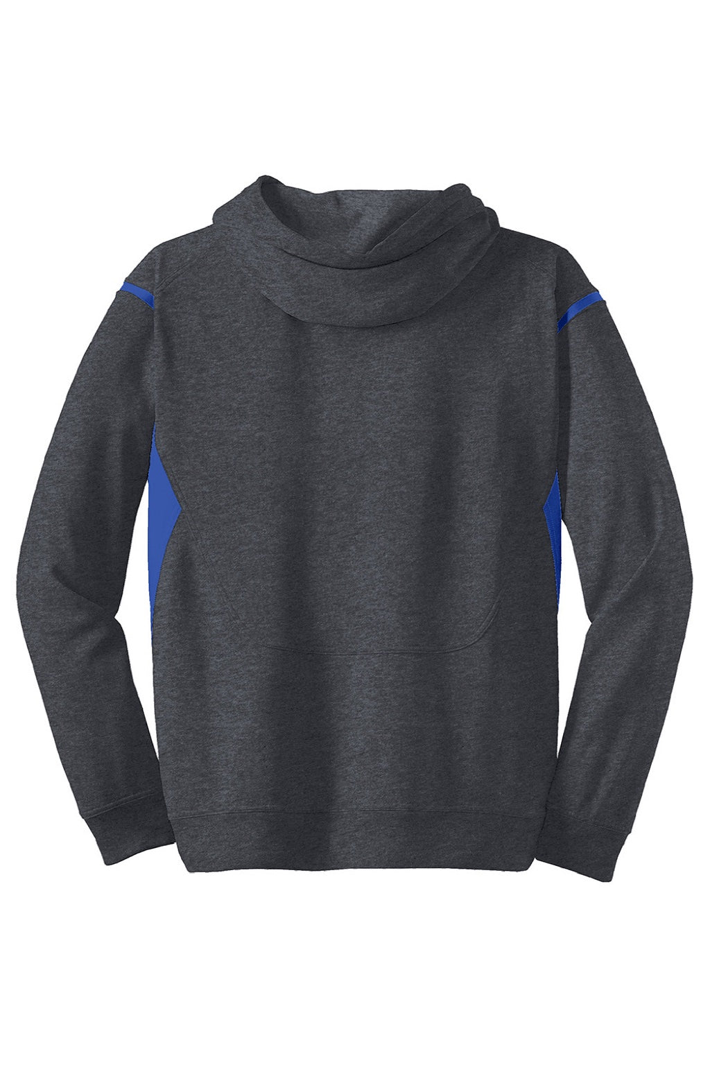 Sport-Tek F246 Mens Tech Moisture Wicking Fleece Hooded Sweatshirt Hoodie w/ Pouch Pocket Heather Graphite Grey/True Royal Blue Flat Back
