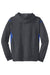 Sport-Tek F246 Mens Tech Moisture Wicking Fleece Hooded Sweatshirt Hoodie w/ Pouch Pocket Heather Graphite Grey/True Royal Blue Flat Back