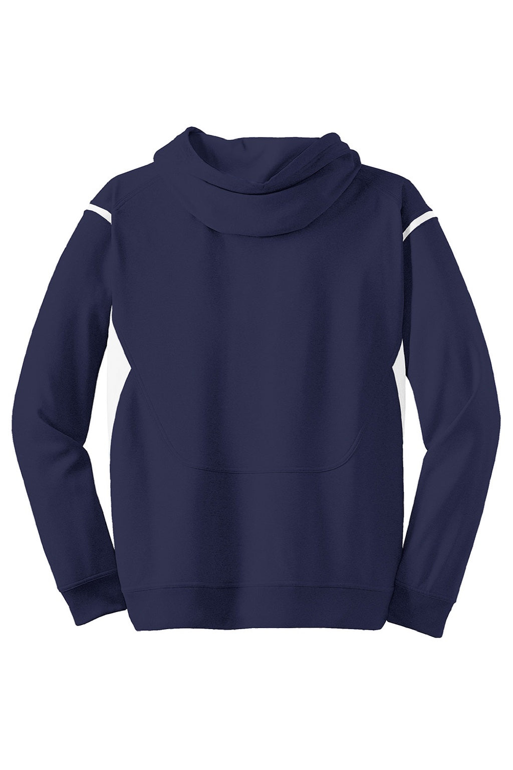 Sport-Tek F246 Mens Tech Moisture Wicking Fleece Hooded Sweatshirt Hoodie w/ Pouch Pocket True Navy Blue/White Flat Back