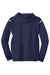 Sport-Tek F246 Mens Tech Moisture Wicking Fleece Hooded Sweatshirt Hoodie w/ Pouch Pocket True Navy Blue/White Flat Back