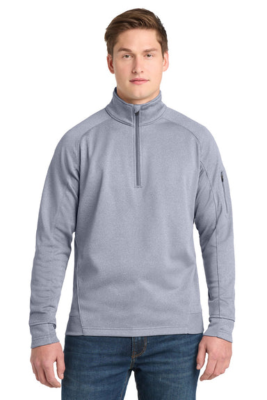 Sport-Tek F247 Mens Tech Moisture Wicking Fleece 1/4 Zip Sweatshirt w/ Pocket Heather Grey Model Front