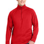 Sport-Tek Mens Tech Moisture Wicking Fleece 1/4 Zip Sweatshirt w/ Pocket - True Red