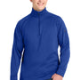 Sport-Tek Mens Tech Moisture Wicking Fleece 1/4 Zip Sweatshirt w/ Pocket - True Royal Blue