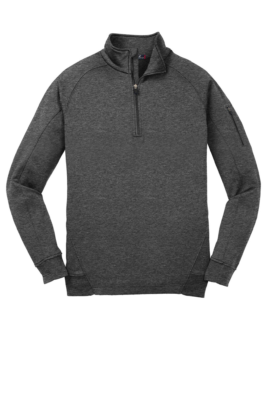 Sport-Tek F247 Mens Tech Moisture Wicking Fleece 1/4 Zip Sweatshirt w/ Pocket Heather Graphite Grey Flat Front