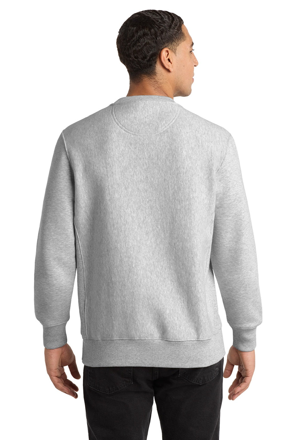 Sport-Tek F280 Mens Fleece Crewneck Sweatshirt Heather Grey Model Back