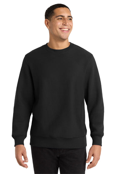 Sport-Tek F280 Mens Fleece Crewneck Sweatshirt Black Model Front