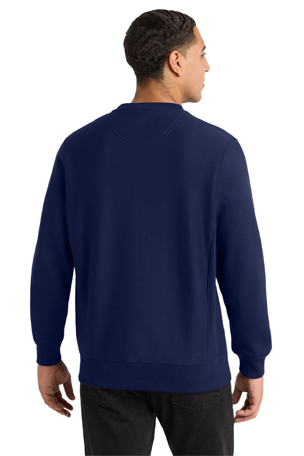 Sport-Tek F280 Mens Fleece Crewneck Sweatshirt True Navy Blue Model Back