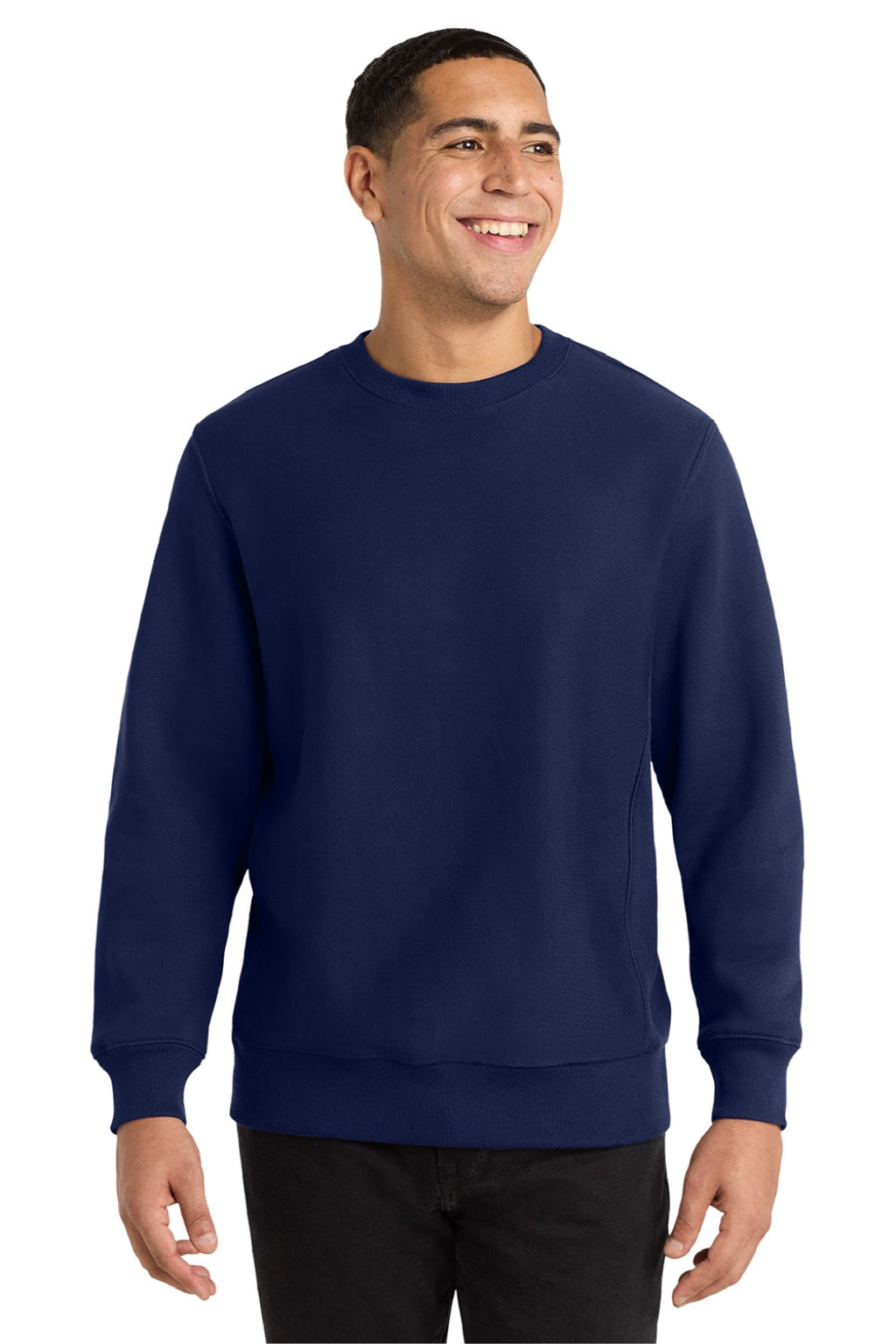 Sport-Tek F280 Mens Fleece Crewneck Sweatshirt True Navy Blue Model Front